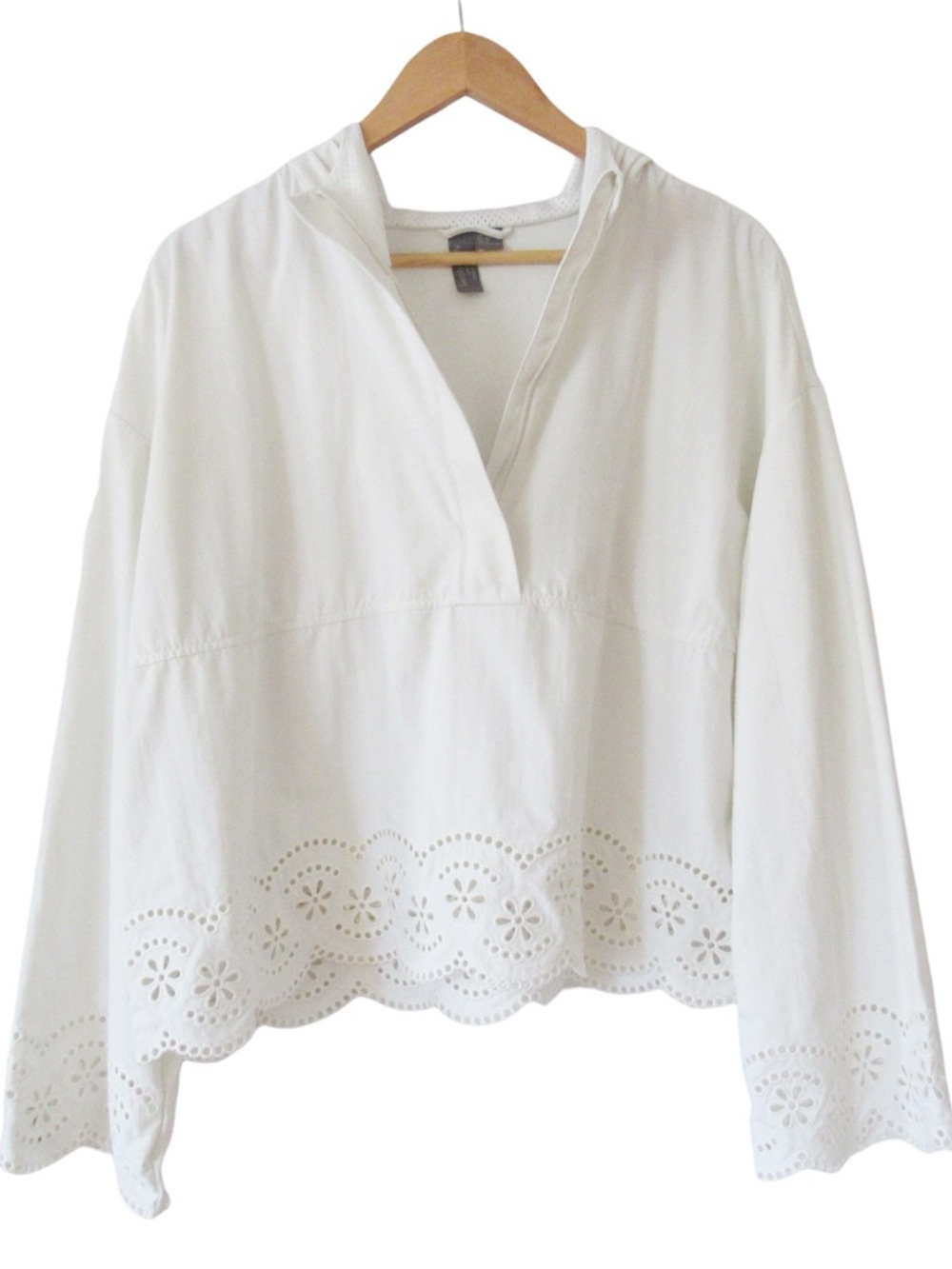 Sweaty Betty Broderie Pullover Hoodie 14 Off White Eyelet Trim Lightweight Flaw